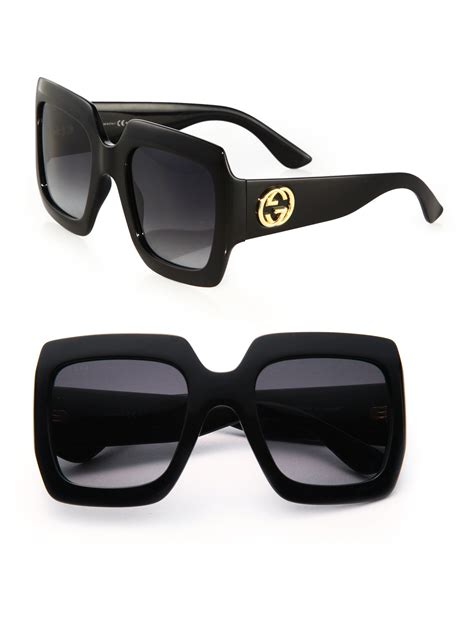 gucci matte black glasses|gucci oversized square sunglasses black.